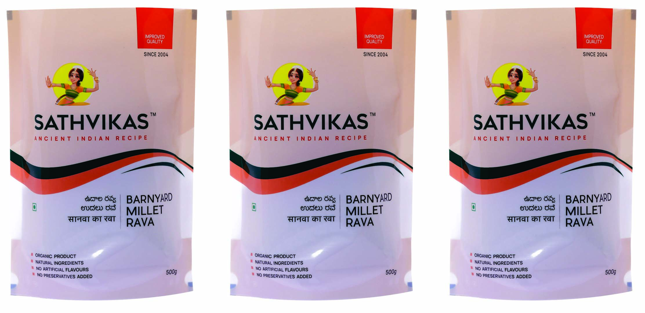 Sathvikas Udarlu / Barnyard Millet Ravva (500 grams) Pack Of 3.